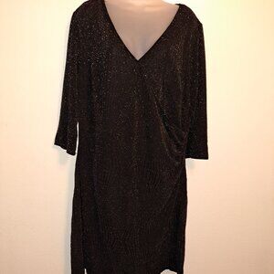 NWT Trixxi Clothing Company Metallic Silver&Black Glitter 3/4 Sleeve Dress 3X